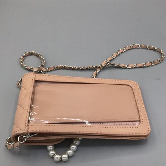 Badgley Mishka Women’s Pearls Phone Case Insert Card Holder Crossbody  Pink New - Picture 4 of 4
